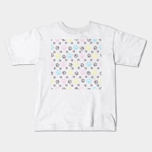 Pastel doodle paw print Kids T-Shirt